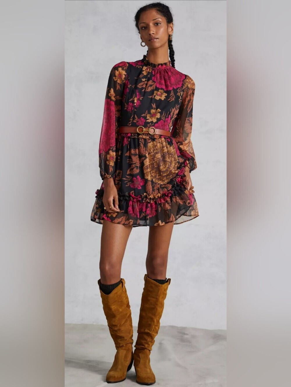 Anthropologie Porridge Puff-Sleeved Floral Mini Dress, BNWT, Size XL